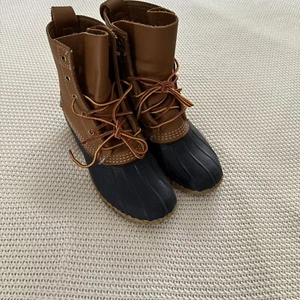 LL Bean Duck Bean Boots Brown Rubber Unlined Made In Maine USA Sz M5 W7 - Picture 1 of 7