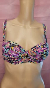 BILLA BONG Women's Black, Blue & Purple Floral Padded Swimsuit Bra Size PS - Picture 1 of 6