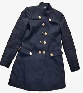 Zara Classic Military Black Fitted Gold Button Jacket Over Coat Size: S - Picture 1 of 4