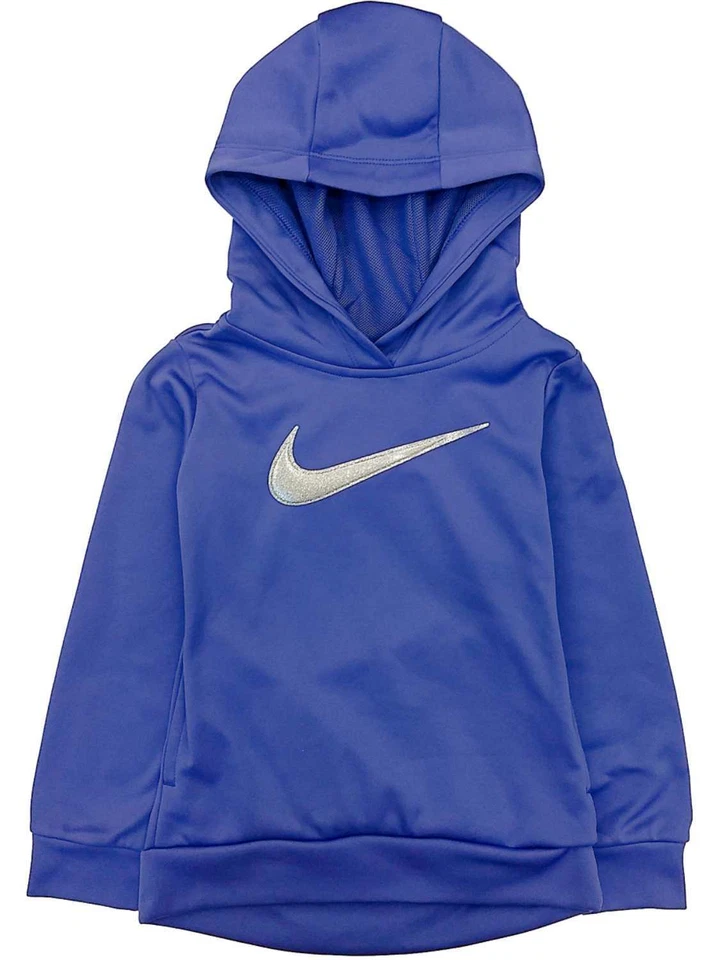 Nike Therma Girls Purple & Silver Swoosh Hoodie Sweatshirt Jacket Dri-fit - Image 1 of 1