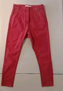 Scanlan & Theodore Jeans Size 8 Red Pink Light Wash High Rise - Picture 1 of 15