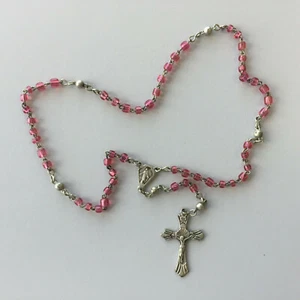 Vintage Italian Rosary Red Glass Bead Mary Immaculate Conception Jesus Cross - Picture 1 of 6