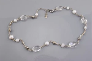 Silpada Sterlingsilber N1602 Süßwasserperlen Kristall Quarz Halskette 16" - Bild 1 von 7