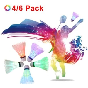 LED Badminton Shuttlecocks Light Up Shuttle-Cocks Goose Feather Glow Birdies - Picture 1 of 13