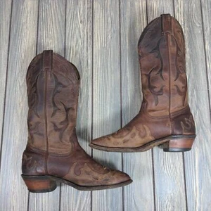 Stivali western Boulet Donna Marroni Pelle Cowgirl Ricamati Sovrapposizione Taglio 7 - Foto 1 di 14