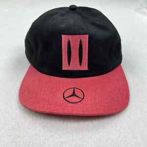 Vintage Mercedes Benz Hat One Size Black Red Snapback Leather Strap SLK Cars 90s