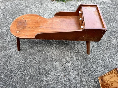 Antique Wood Cobblers Bench Shoe-Making Table Carved Wooden Seat Cover