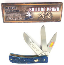 Bulldog Brand Three Blade Blue Jigged Bone Handle Sodbuster 1135-LX