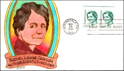 Scott 1857 17 Cents Rachael Carlson Ralph Dyer Hand Painted FDC - Image 1 of 2