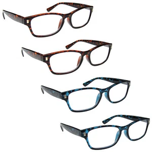 Value 4 Packs Mens Womens Reading Glasses Spring Hinges UV Reader RRRR10 - Picture 1 of 8