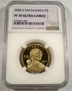 2008-S NGC PF70UCAM PROOF SACAGAWEA DOLLAR DEEP CAMEO KEY DATE PR 70 - Picture 1 of 3