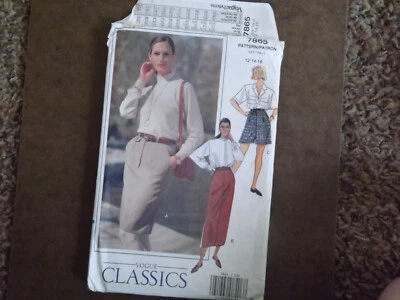 VOGUE CLASSICS EASY SEWING PATTERN 7865 MISSES SKIRT SHORTS SIZES 12-14-16 UNCUT - Image 1 of 2