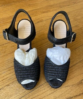Sandalias de cuña para mujer Loeffler Randall Valentine rafia 6,5 B negras - ¡EXCELENTE!  Foto 1 de 4