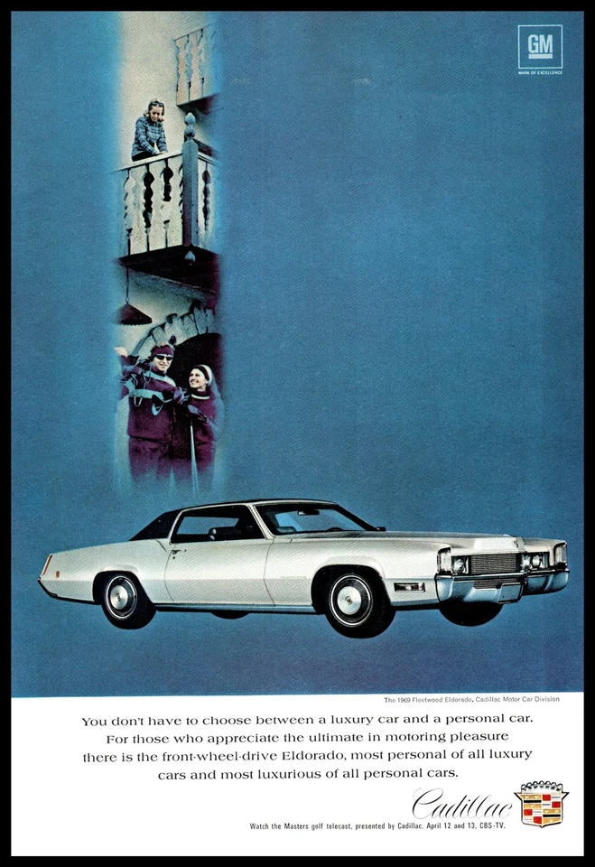 Cadillac Eldorado 1969 cupé anuncio impreso vintage clásico coche de lujo arte de pared decoración Foto 1 de 1