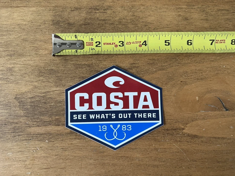 Costa Del Mar Sunglasses Logo See What’s Out There Fish Sticker/Decal Approx 4”
