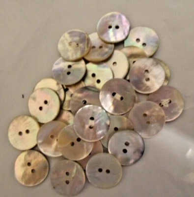 LOT 25 Natural Real ABALONE Pearl White Shell Buttons Shirt Dress .75" 3/4"  - Image 1 of 3