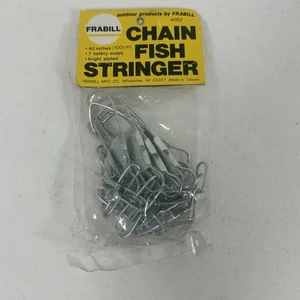 Vintage Frabill Chain Fish Stringer 4052 40 Inch 7 Snaps Bright Plated Fishing - Picture 1 of 2