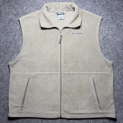 Chaleco polar Columbia sin mangas para hombre XL tostado cremallera completa bolsillos para exteriores Foto 1 de 4