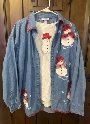 Camisas de muñeco de nieve/muñeco de nieve de colección y algodón (lote de 2) Shane Lee Inc talla XL Foto 1 de 4