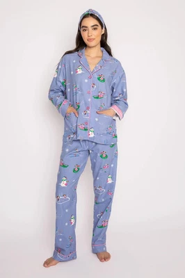Nuevo conjunto de pijama para mujer PJ Salvage Let's flamenco franela periwinkle algodón XL Foto 1 de 4
