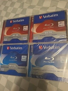2 Verbatim Bluray Rewritable - BD-RE #95358 & 2 Recordable BD-R DL #95529 - Picture 1 of 1