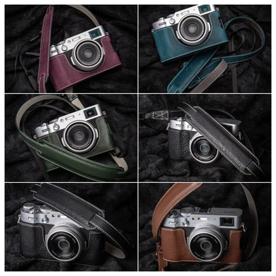 Para FUJIFILM X100VI Cuero Genuino Media Cámara Estuche Bolso Cubierta Correa para el Hombro Foto 1 de 4