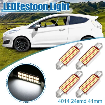 4 LED Siluro 41mm 24 SMD 4014 Canbus Lampade Luci BIANCO Interno Targa Auto Xeno - Immagine 1 di 4