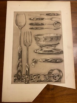 De colección 1902 Alphonse Mucha Documentos Decorativos Litografía Cubiertos Placa de Impresión 61 Foto 1 de 4