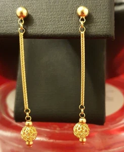 NEW 9ct Yellow Gold Stud Dangle Earrings 375 Made in Italy 9KT - Picture 1 of 4