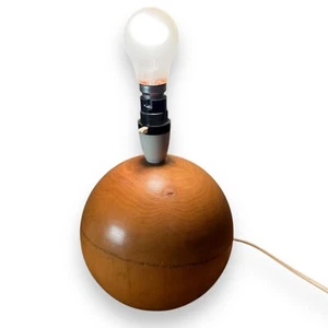 Vintage Mid-Century Solid Wooden Sphere Table Lamp / Light - Picture 1 of 9