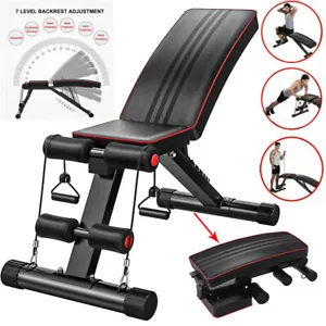 Foldable Weight Bench Adjustable Strength Training Full Body Workout Incline Gym - Picture 1 of 14