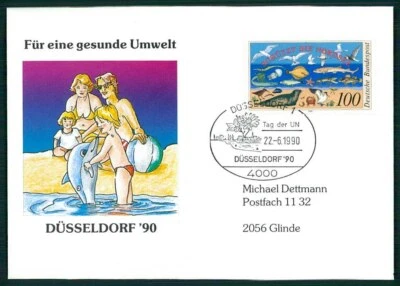 GERMANY EXHIBITION-COVER 1990 DÜSSELDORF UNITED NATIONS DOLPHIN CHILDREN `m4697 - Image 1 of 2