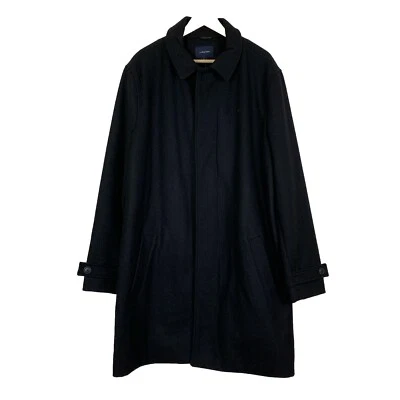 LANDS’ END Mens Coat L Black Wool Cashmere Blend Hidden Button Front NWOT - Image 1 of 4