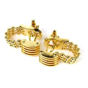 Men's Gold Wrap Around Chain Cufflinks Cuff Links Suit Shirt Wedding Party- - Picture 1 of 9