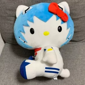 SELTEN! Hello Kitty × Evangelion Rei Ayanami 14"" Kawaii großes Plüschtier Sanrio Neu - Bild 1 von 4