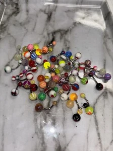 Belly Button Navel Rings Hearts Swirls Black Pink Clear Rhinestone Lot of 50 - Picture 1 of 1