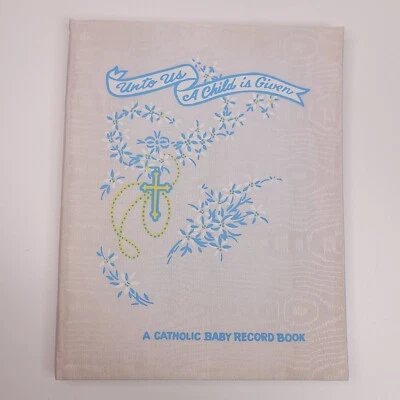 Libro de registro vintage para bebés árbol genealógico primeros hitos católico 1952 Foto 1 de 4