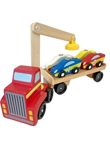 Melissa and Doug Magnetic Wooden Car Loader & 4 Cars Classic Toy YW17186 Ages 3+ - Picture 1 of 19