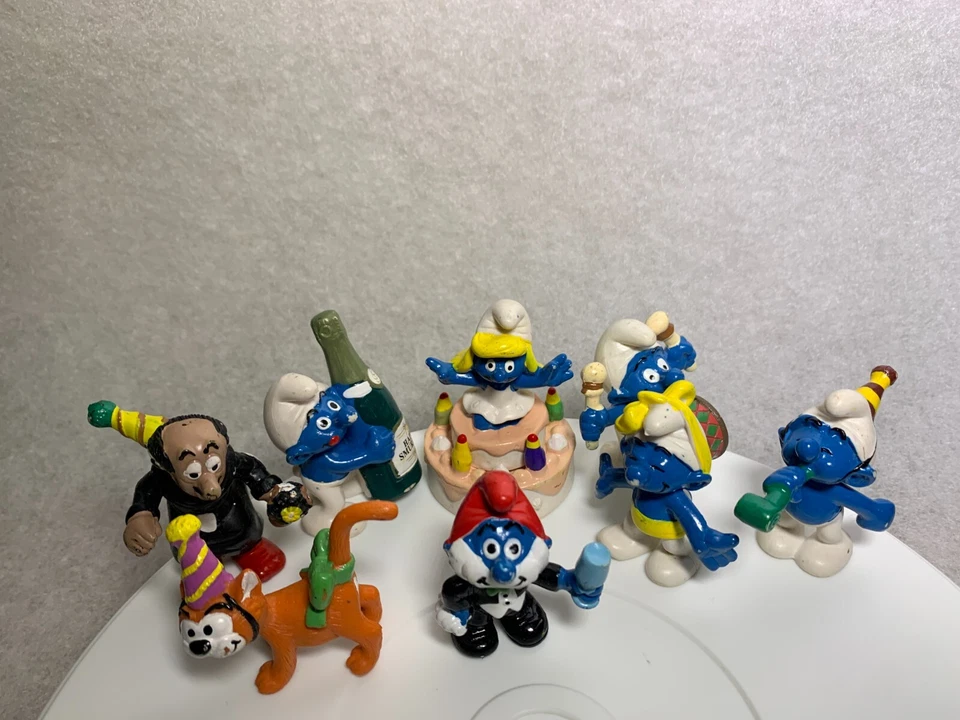 Juego de 8 figuras de juguete pitufo Peyo Schleich 2008 JUBILEE 50e Pitufo Foto 1 de 4