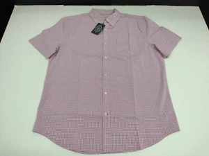 New St John's Bay Short Sleeve Shirt  Comfort Flex Size Large Red/Wht #713 - Picture 1 of 4