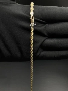 Cadena de cuerda retorcida para hombre de 20 pulgadas de plata 925 de metal macizo dj joyería de fiesta nocturna - Imagen 1 de 3