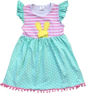 Girl Dress Lovely Polka Stripe Easter Summer Casual Flower Girl Dress 2-8 - Picture 1 of 5