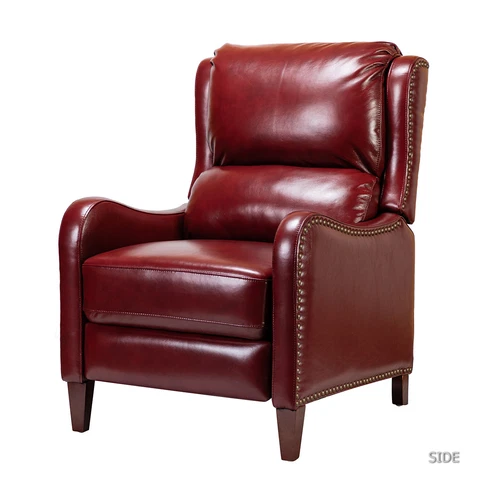 Karat Home Hyde Genuine Leather Recliner - Burgundy  MSRP $1899.00 Cover