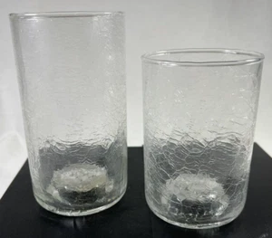 MCM Portacandele Vetro Votivi Vetro Trasparente Crepato Set di 2 Piccoli Grandi - Foto 1 di 9