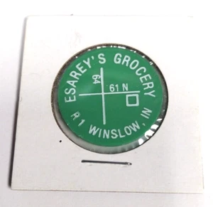 5 Cent - Green Token - Food Stamp Credit - Esarey's Grocery - Winslow, IN - Picture 1 of 2