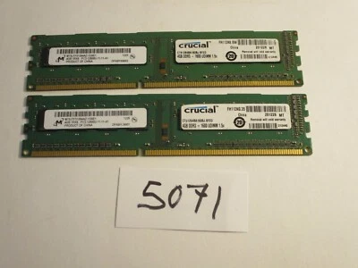 Micron MT8JTF51264AZ-1G6E1 2x4Gb PC3-12800 1600Mhz DDR3 Desktop Memory RAM 5071 - Image 1 of 2