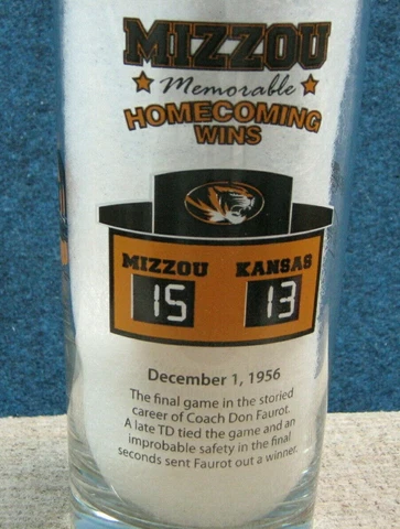 2011 Mizzou Tigers Football Drink Glass 1956 Homecoming vs Kansas  MFA Oil Cover