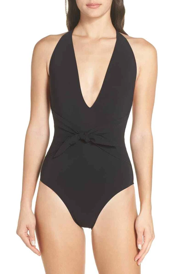 Tory Burch Black Tie Front One-piece Swimsuit Women's Size Medium 68516