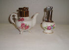 Vintage 2 Bone China Hand Painted A Teapot & Bird Neck Table Lighters 2 Pc Lot