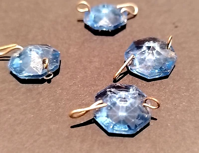 (10 piezas) COLGANTE OCTÁGONO CRISTAL, Ø 15mm, AZUL ZAFIRO, PARA CANDELABROS Foto 1 de 4